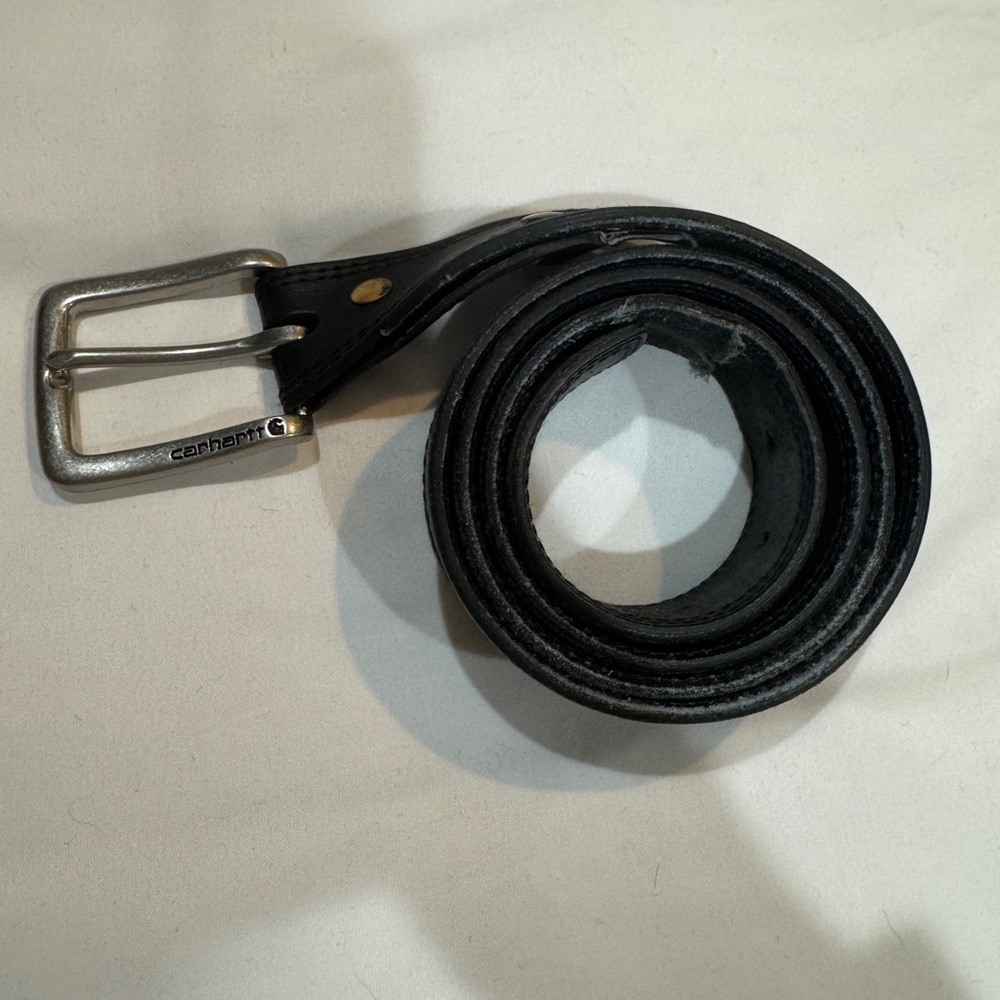 Carhartt Black Leather Belt with Silver Buckle